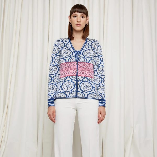 Ming Cardigan Blue/White - M