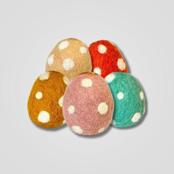 Ullfilt Prikkete Påskeegg 5pk
