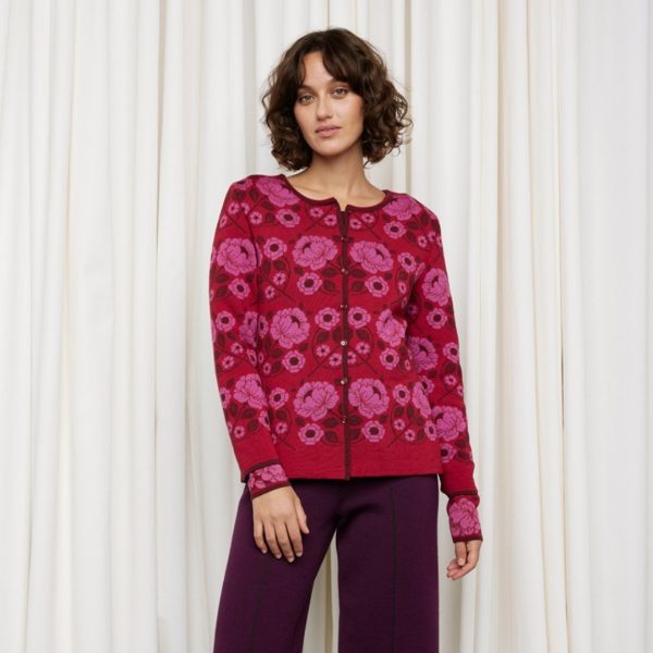 Oleana Hildegunn Cardigan Burgundy L - Bilde 3
