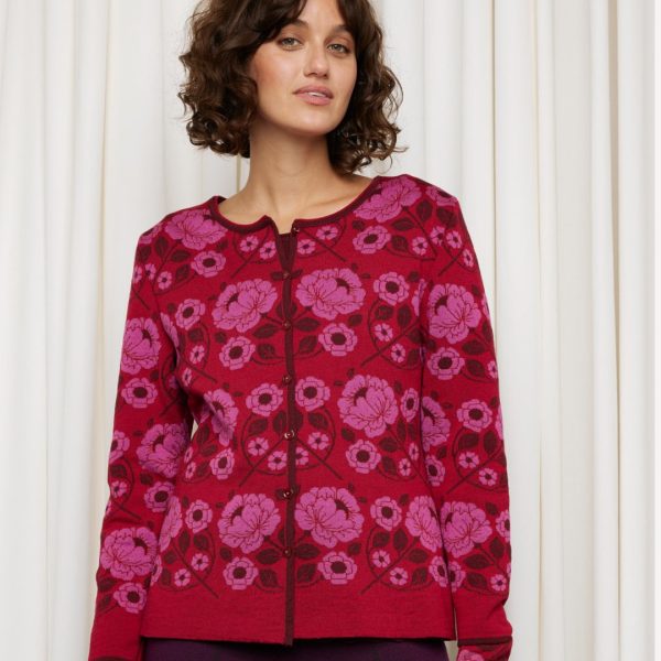 Oleana Hildegunn Cardigan Burgundy L