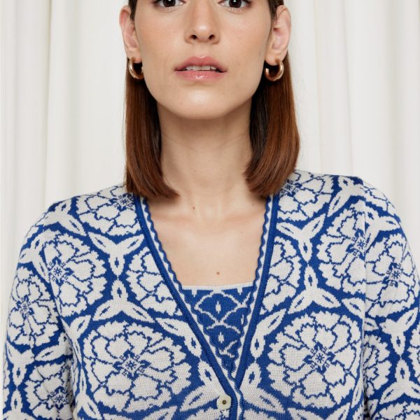 Ming Cardigan Blue/White XL - Bilde 3