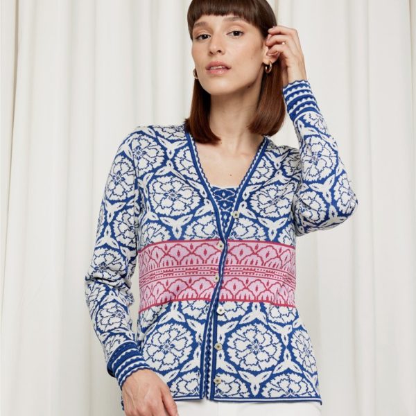Ming Cardigan Blue/White XL